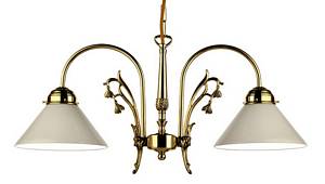 Berliner Messing Deckenleuchte mit zwei Glasschirmen